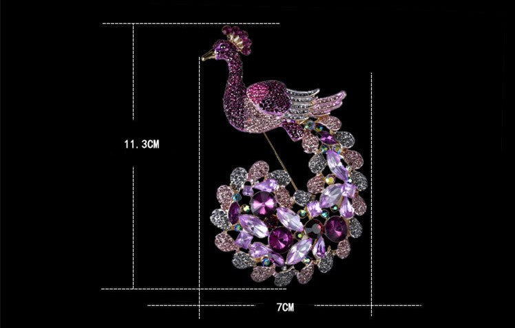 Alloy diamond peacock Animal drip brooch flower