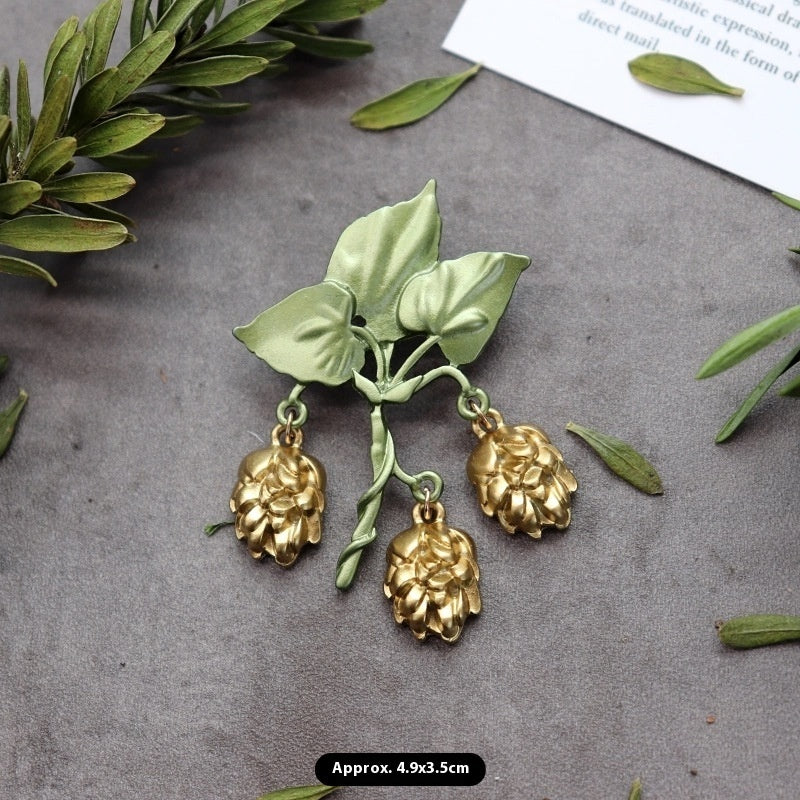 Retro Mori Style Plant Elegant Graceful Pearl Brooch