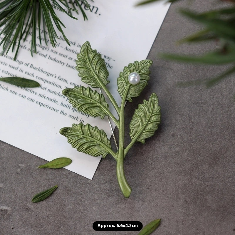 Retro Mori Style Plant Elegant Graceful Pearl Brooch