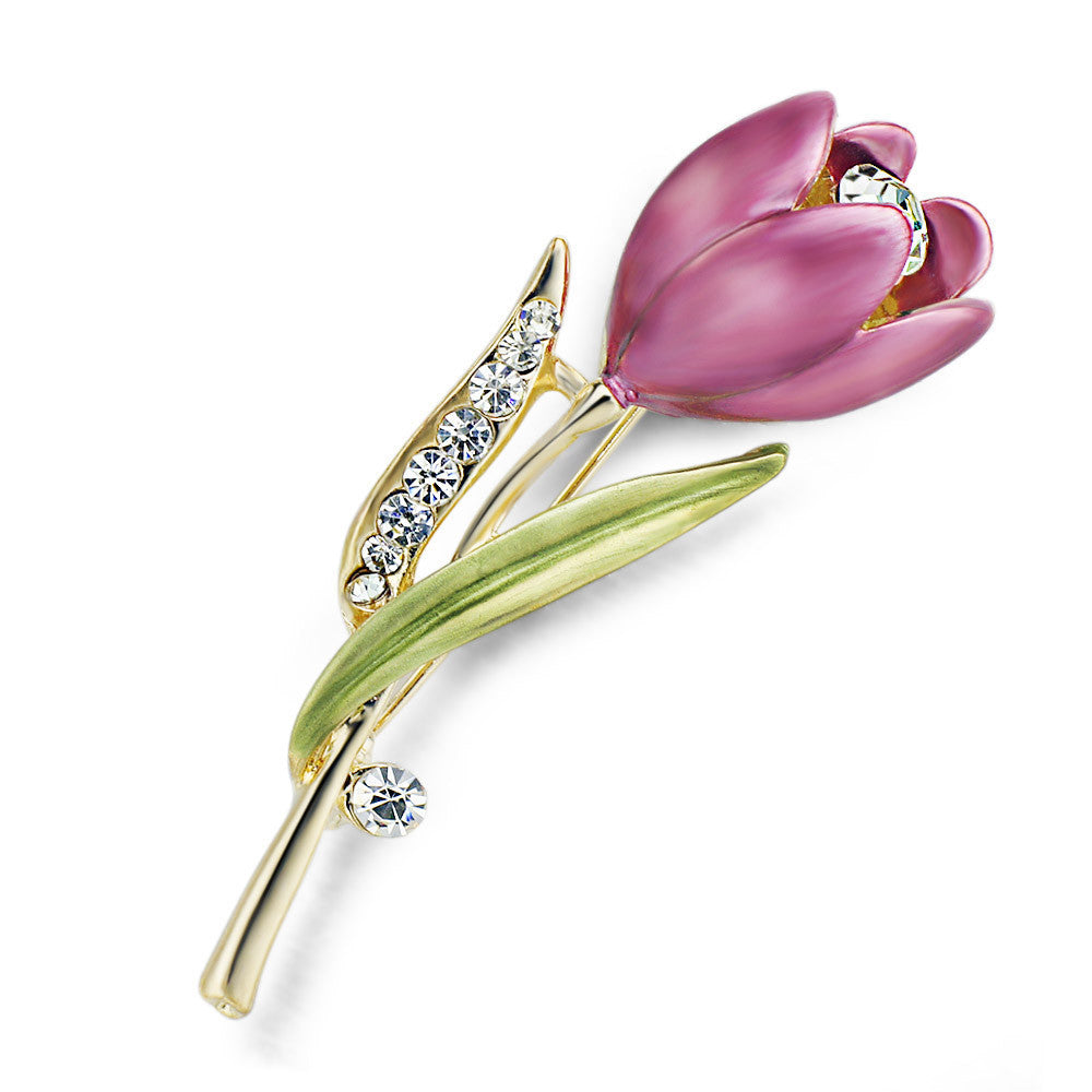 Tulip flower diamond brooch