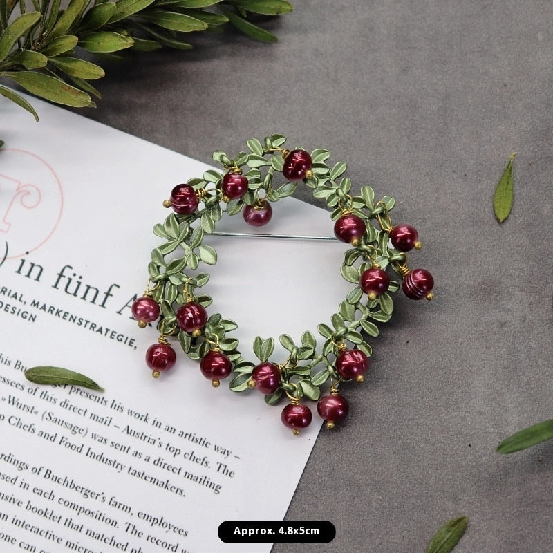 Retro Mori Style Plant Elegant Graceful Pearl Brooch