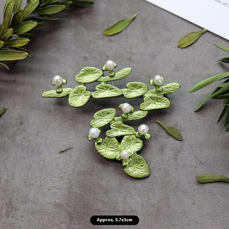 Retro Mori Style Plant Elegant Graceful Pearl Brooch